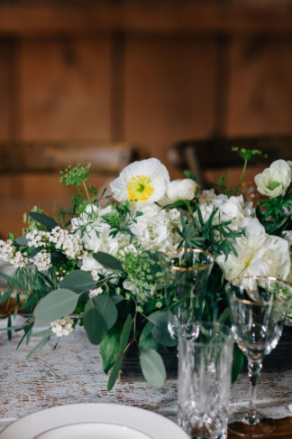 Elegant barn wedding centerpieces