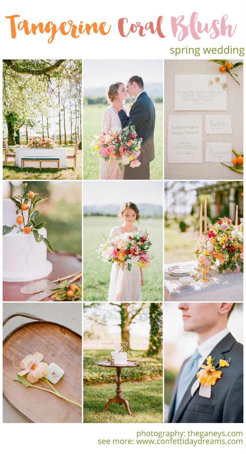 Tangerine Coral Blush Spring Wedding Theme 