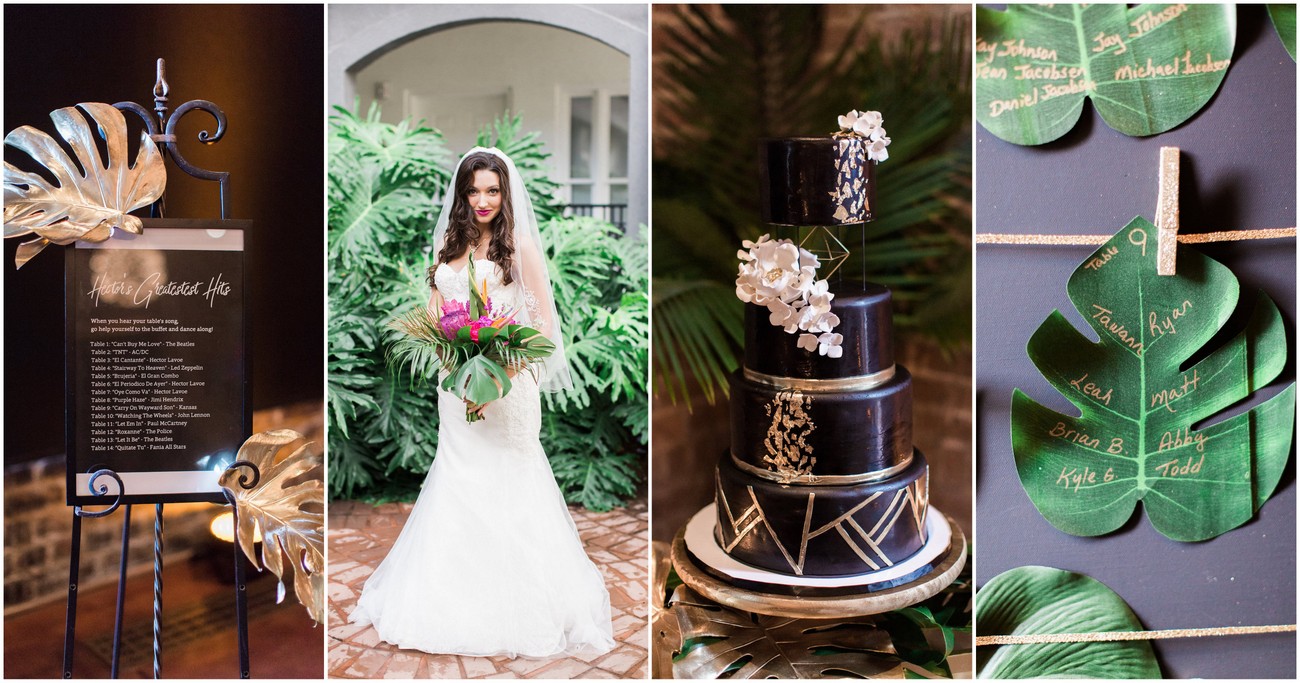 Gold Black + Tropical Wedding Theme