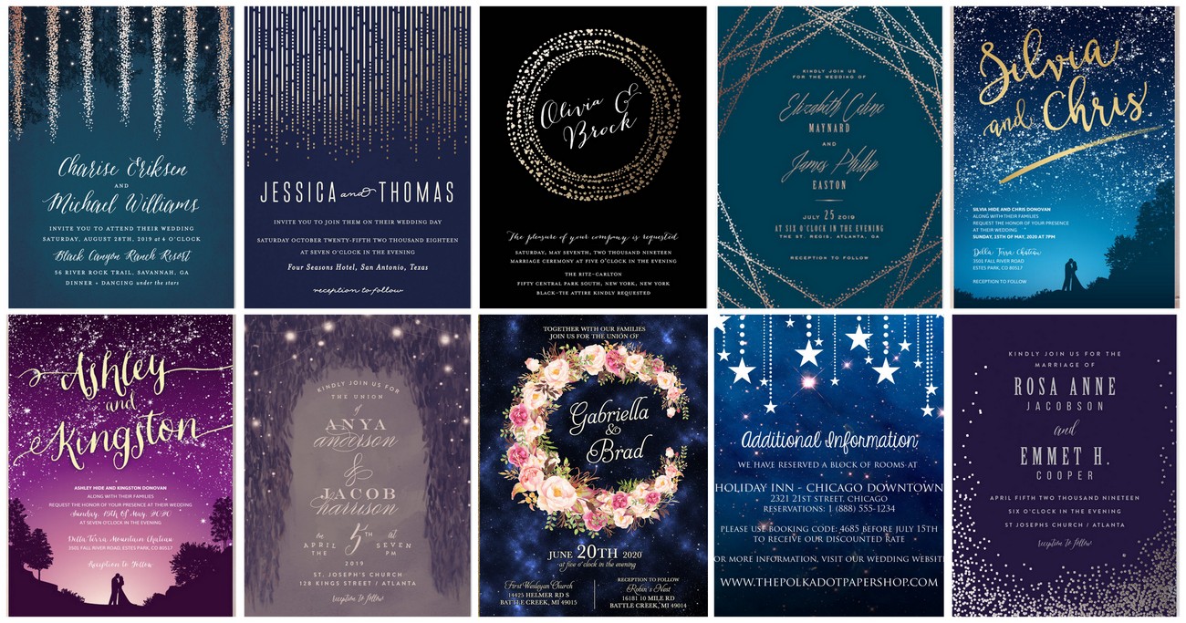 Beautiful 17 Starry Night Sky Wedding Invitations