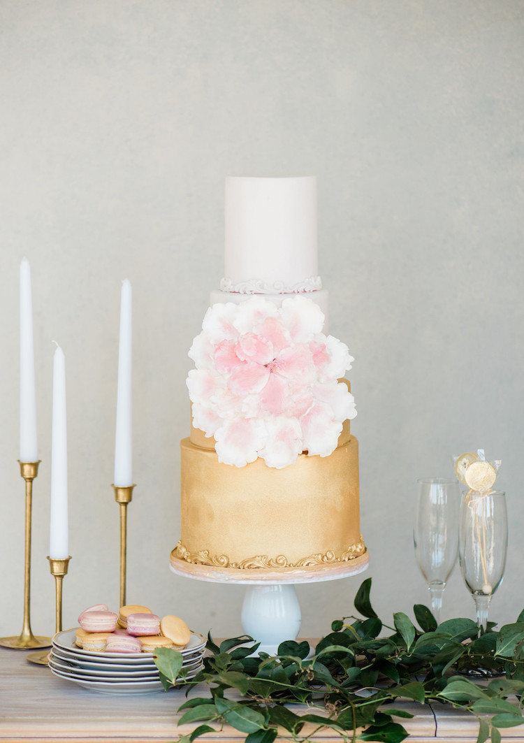 Blush and Gold Wedding Cake