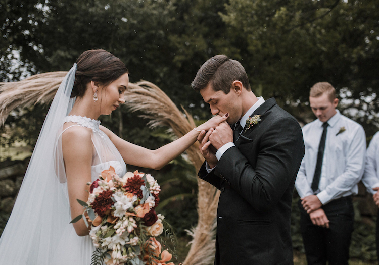 Burnt orange and greenery farm wedding