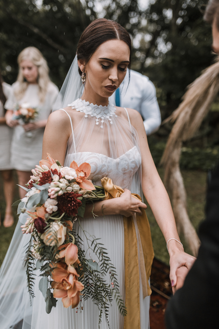 Burnt orange and greenery farm wedding