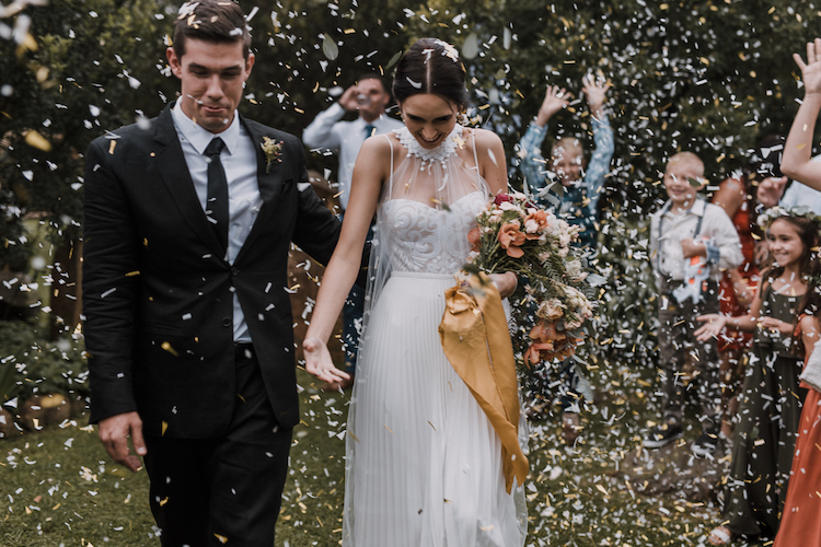 Moody Burnt Orange + Greenery Farm Wedding with Pampas Grass