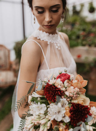 Burnt orange and greenery farm wedding