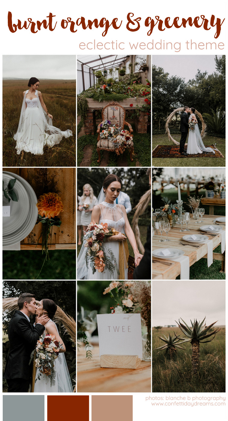 Burnt orange and greenery farm wedding