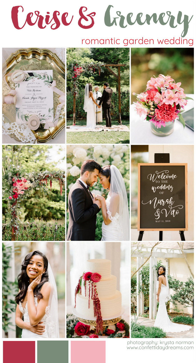 Cerise and Greenery Garden Wedding