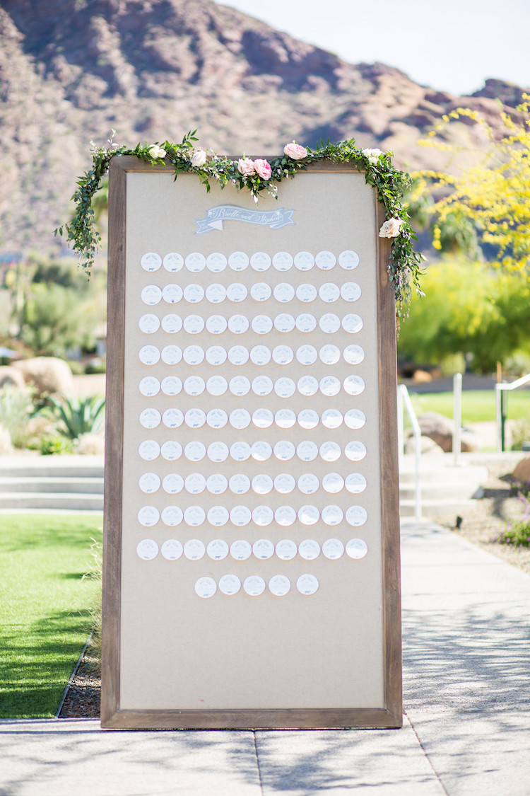 Blush Mint Arizona Wedding with Circular Floral Arch