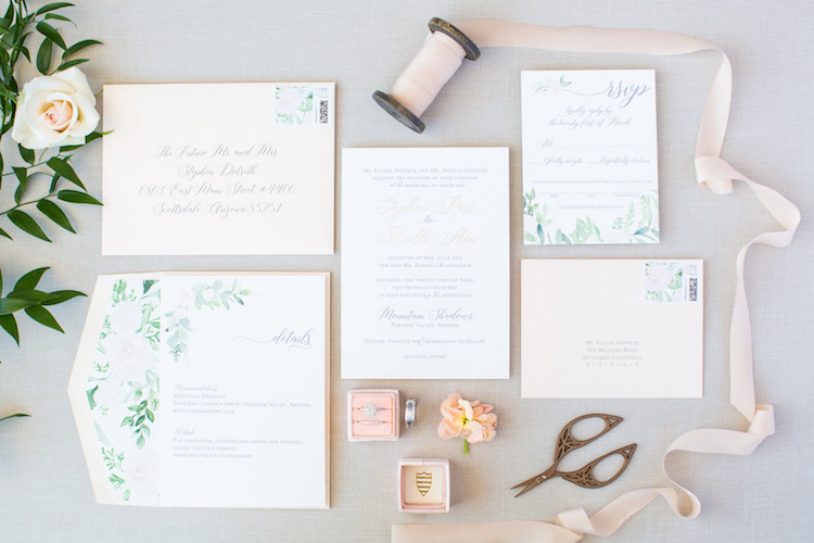 Blush Mint Arizona Wedding with Circular Floral Arch