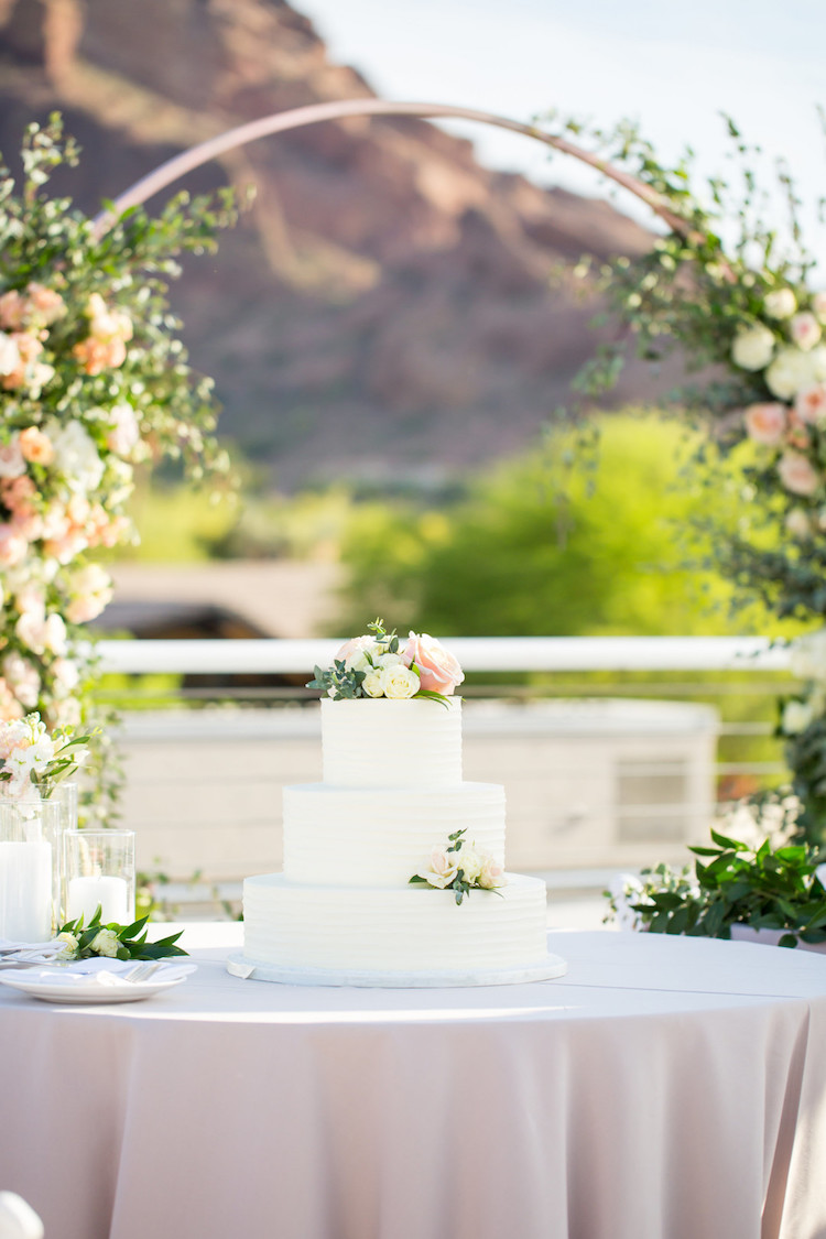 Blush Mint Arizona Wedding with Circular Floral Arch