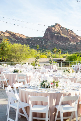 Blush Mint Arizona Wedding with Circular Floral Arch