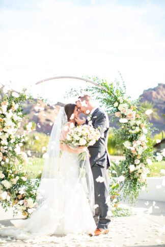 Blush Mint Arizona Wedding with Circular Floral Arch