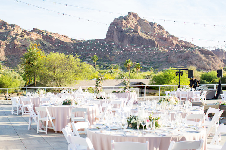 Blush Mint Arizona Wedding with Circular Floral Arch