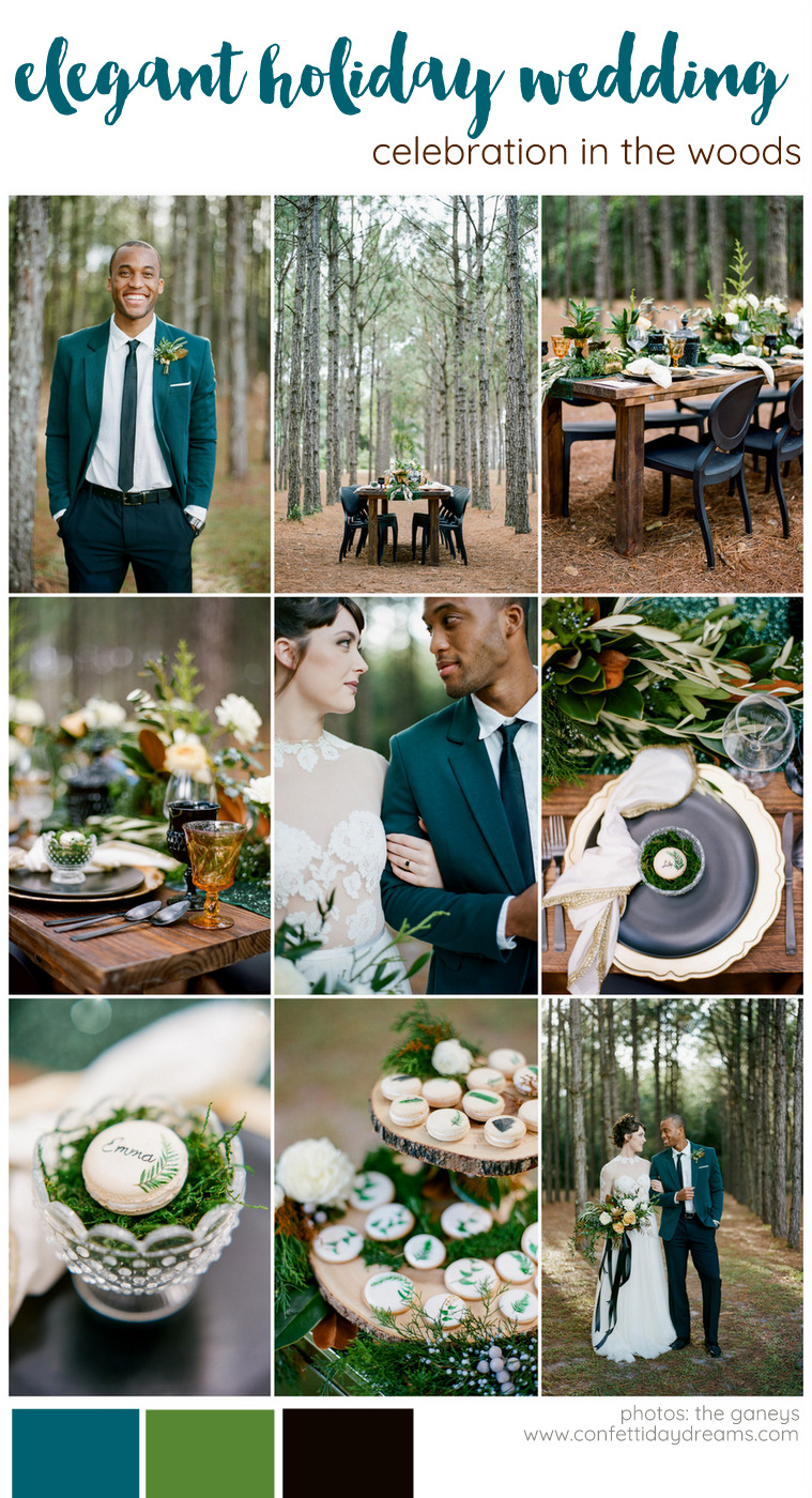 Outdoor Festive Season Wedding in Woods 