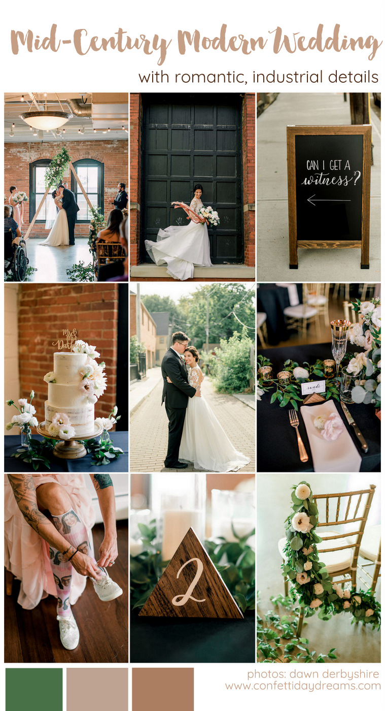 Romantic Mid Century Modern Wedding Inspiration with Industrial Touches