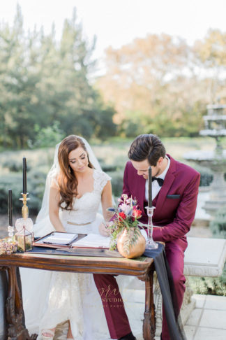 Burgundy, Gold + Black Geometric Wedding Inspiration