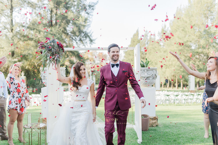 Burgundy Gold Black Geometric Wedding with Old Hollywood Glam