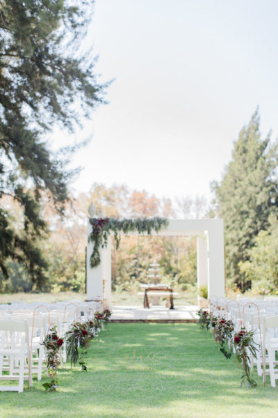 Burgundy, Gold + Black Geometric Wedding with Old Hollywood Glam