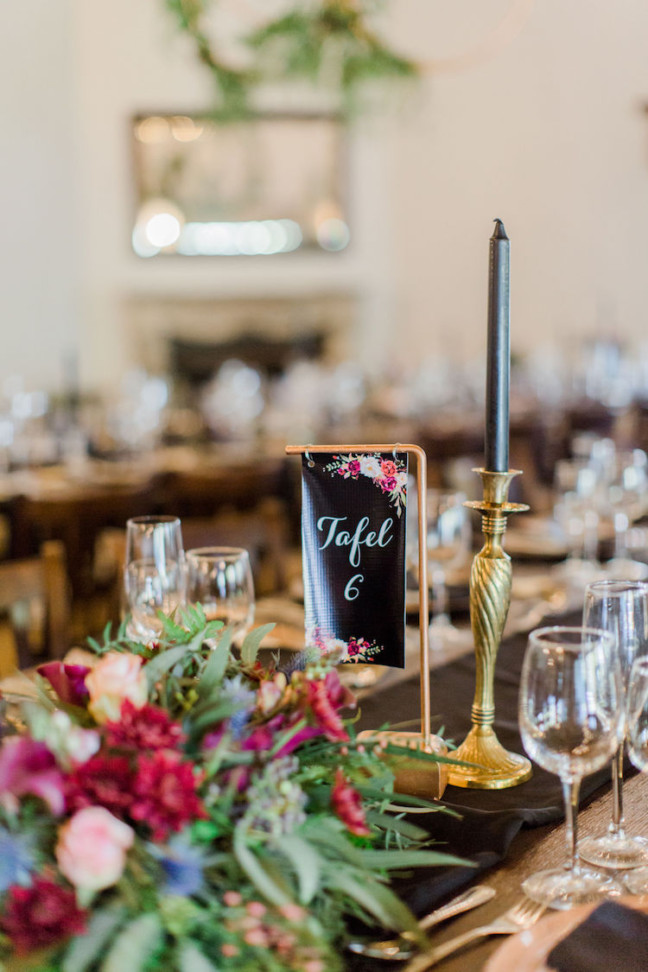 Burgundy, Gold + Black Geometric Wedding with Old Hollywood Glam
