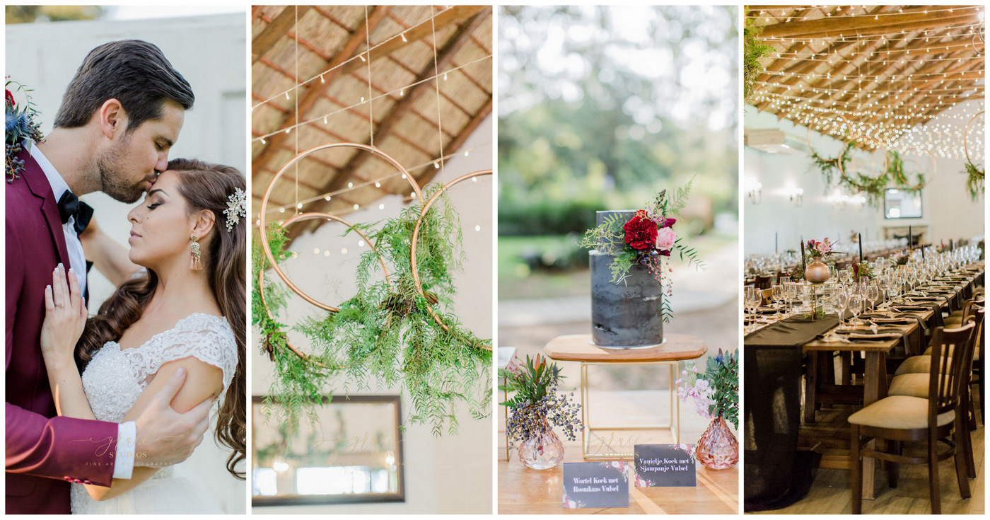 black ,red and some gold themed decor for wedding receptions,etc