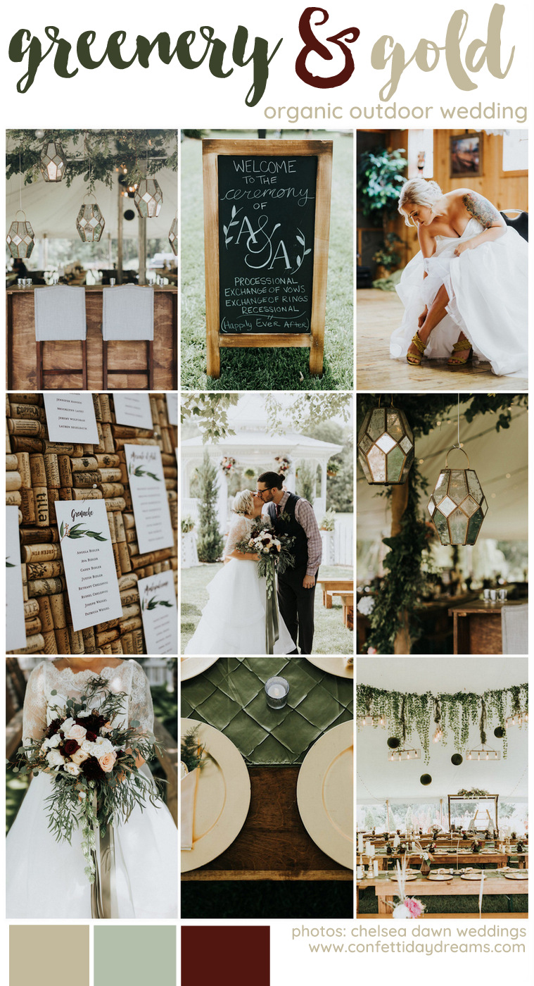 Greenery and Gold Outdoor Wedding