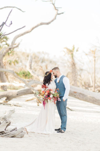 Romantic Bohemian Beach Wedding Ideas at Driftwood Beach