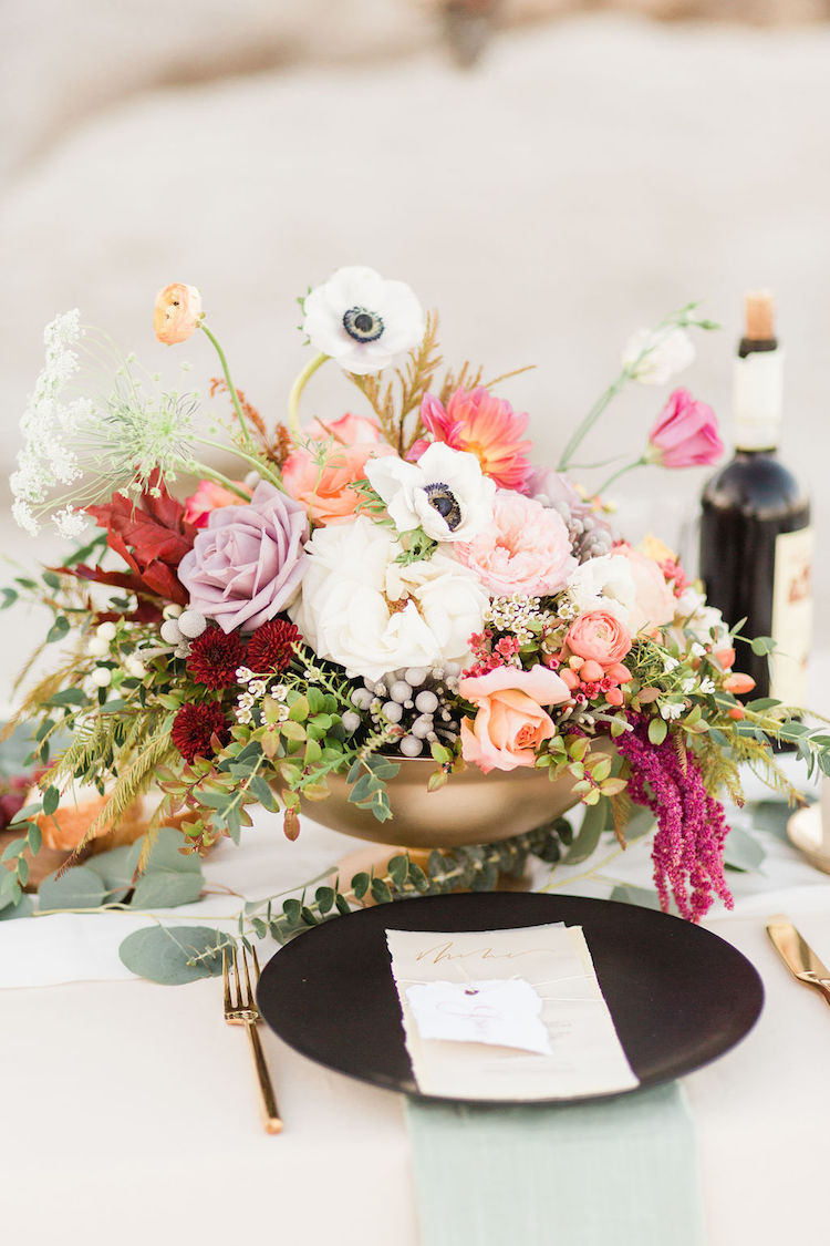 Bohemian Beach Wedding Table Flowers