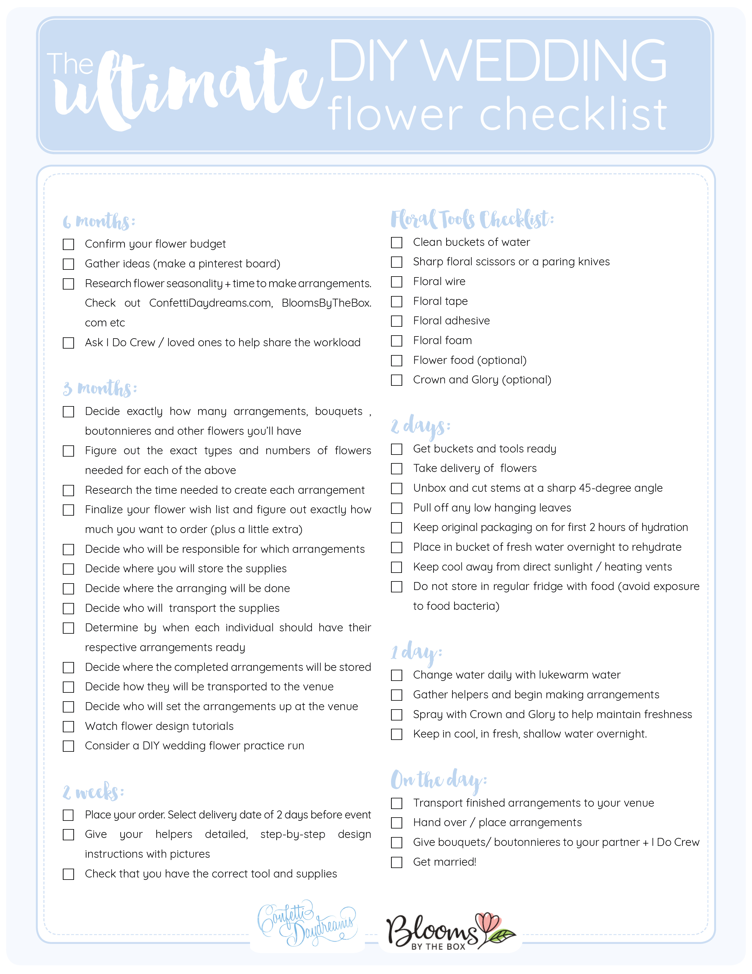 The Ultimate Printable DIY Wedding Flower Checklist My blog