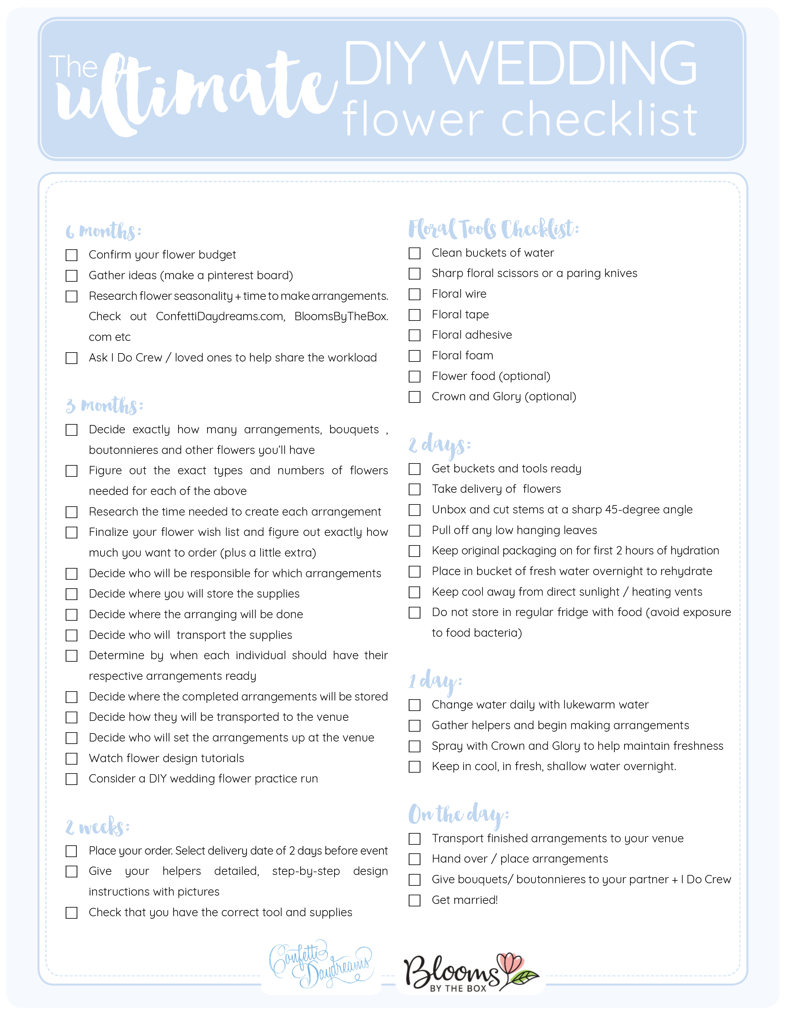 Wedding Flower Checklist Printable Free Printable Wedding