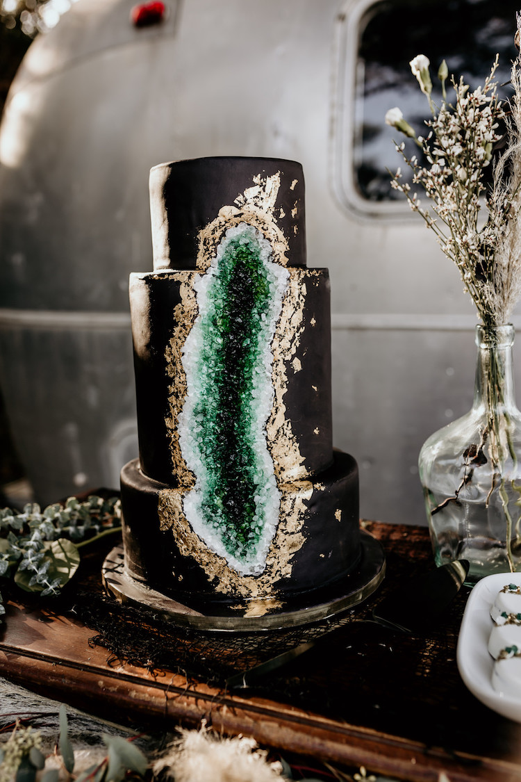 Intimate Airstream Wedding with Geode + Macrame Details