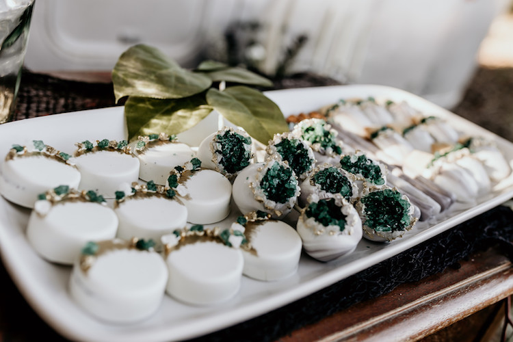 Gold Emerald Geode Wedding Cake