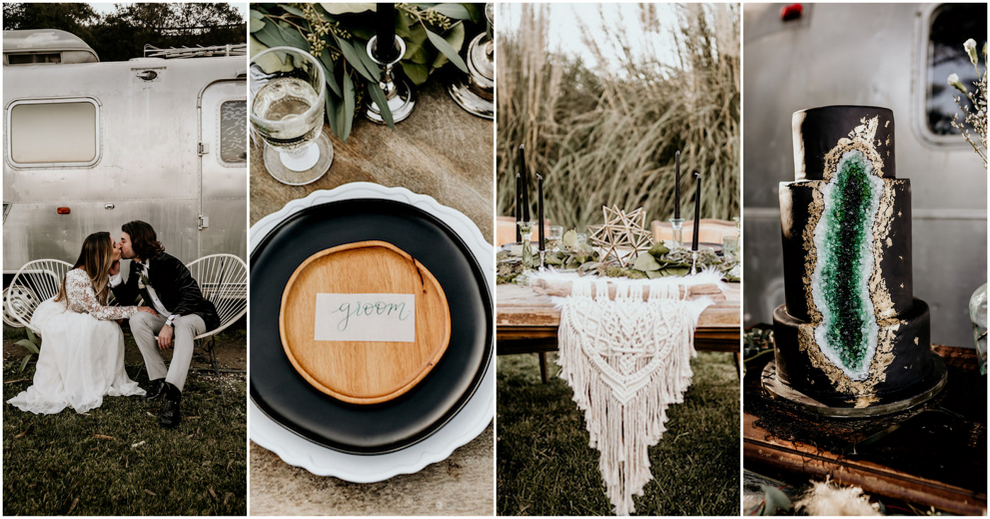 Intimate Airbus Wedding with Geode + Macrame Details