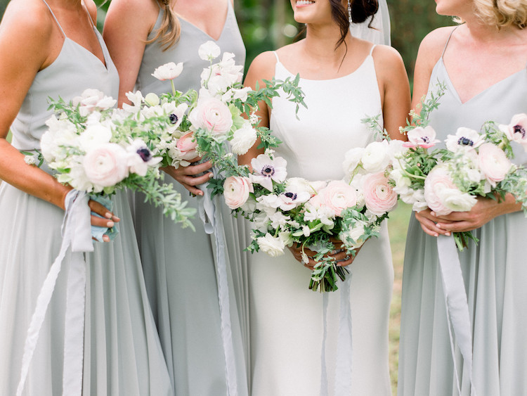 Slate Blue and Blush Pink Bridesmaids