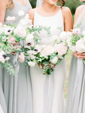 Slate Blue and Blush Pink Bridesmaids