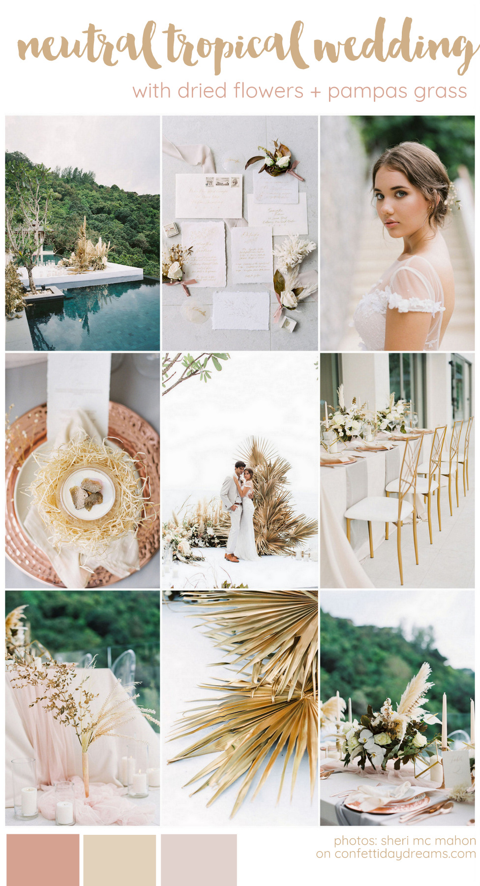 Neutral Dried Flowers and Pampas Grass Wedding