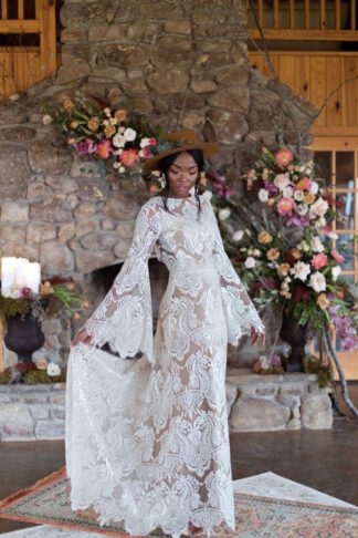 Lace wedding dress with sleeves