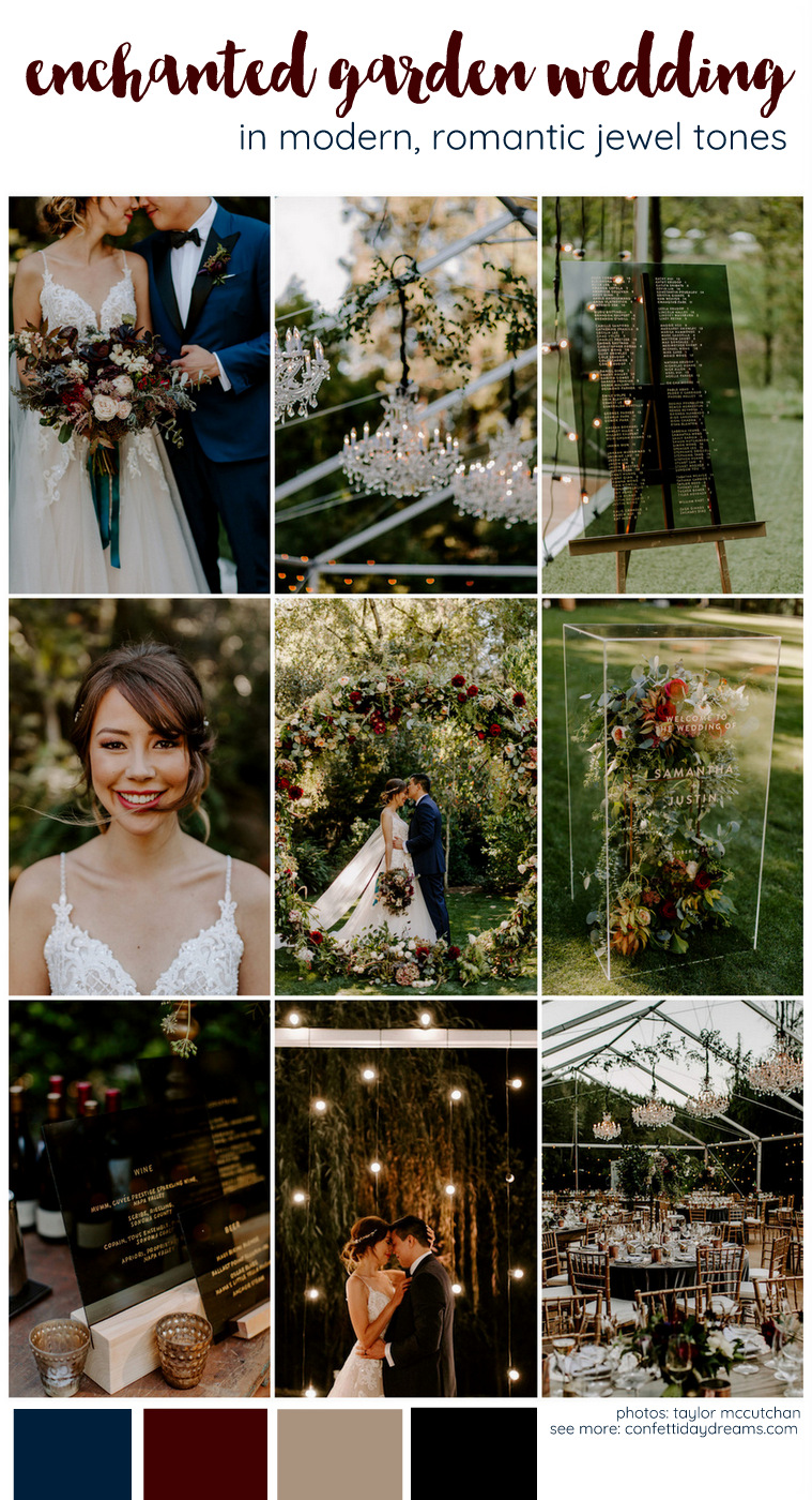 Enchanted Garden Wedding in Modern, Romantic Jewel Tones