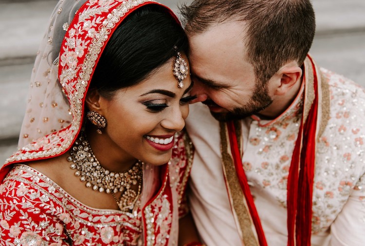 2-Day Love Celebration in Red + Gold: Multicultural Indian & Canadian  Wedding