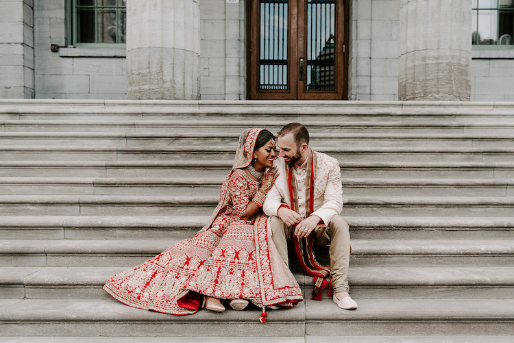 Red and Gold Indian Western Wedding