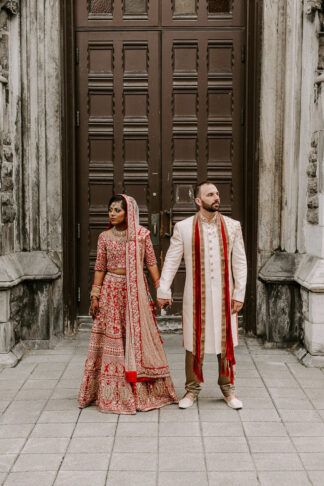 Red and Gold Indian Western Wedding