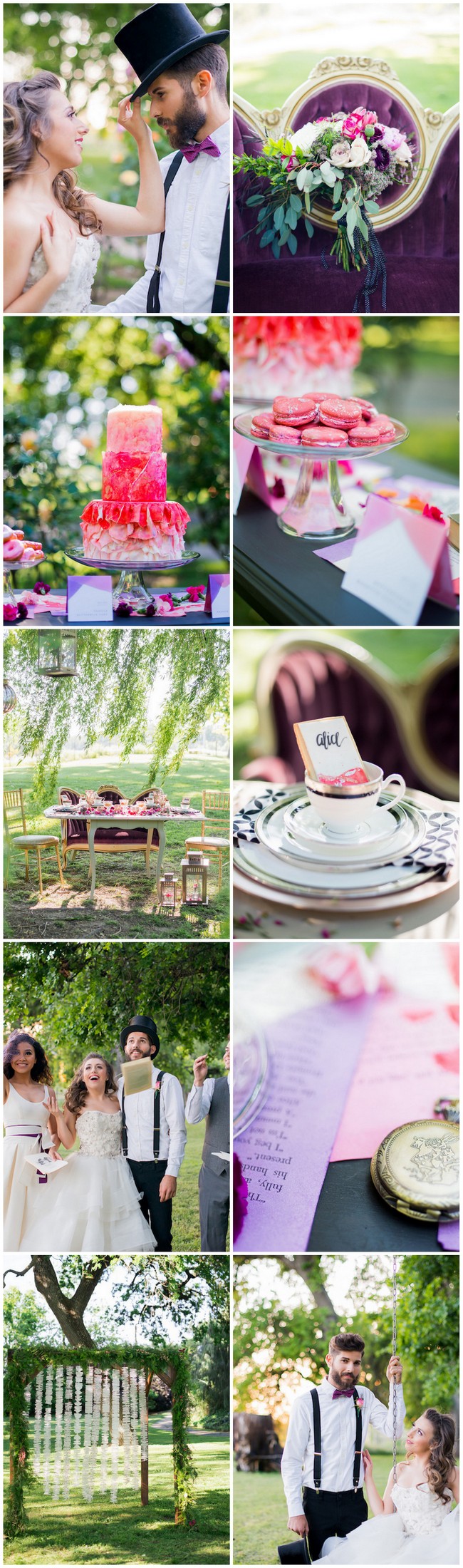 Creative + Dreamy Alice in Wonderland Garden #Wedding Ideas. Just follow the white rabbit! Pics: @kellymariephoto Click for more ideas: https://www.confettidaydreams.com/alice-in-wonderland-garden-wedding/ 