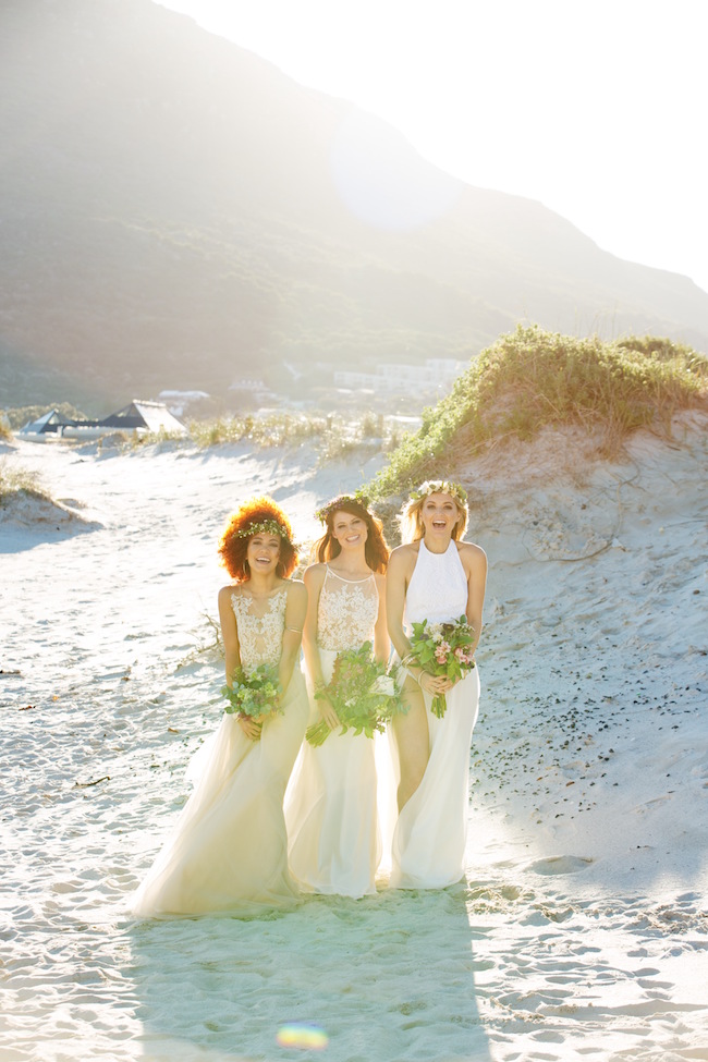 Boho beach wedding ceremony and decor