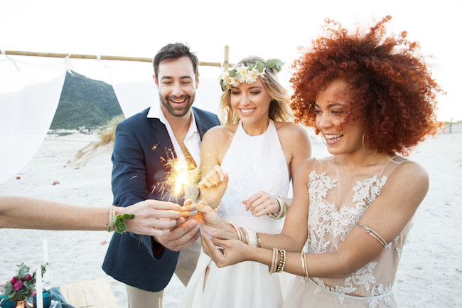 Boho beach wedding sparklers