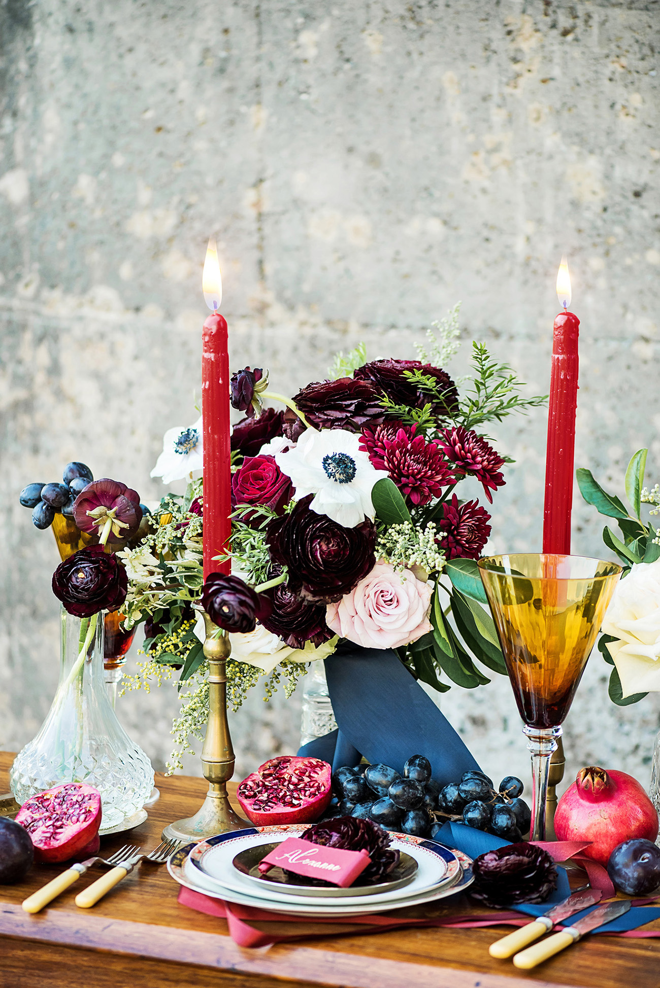 Burgundy red Navy Blue Wedding