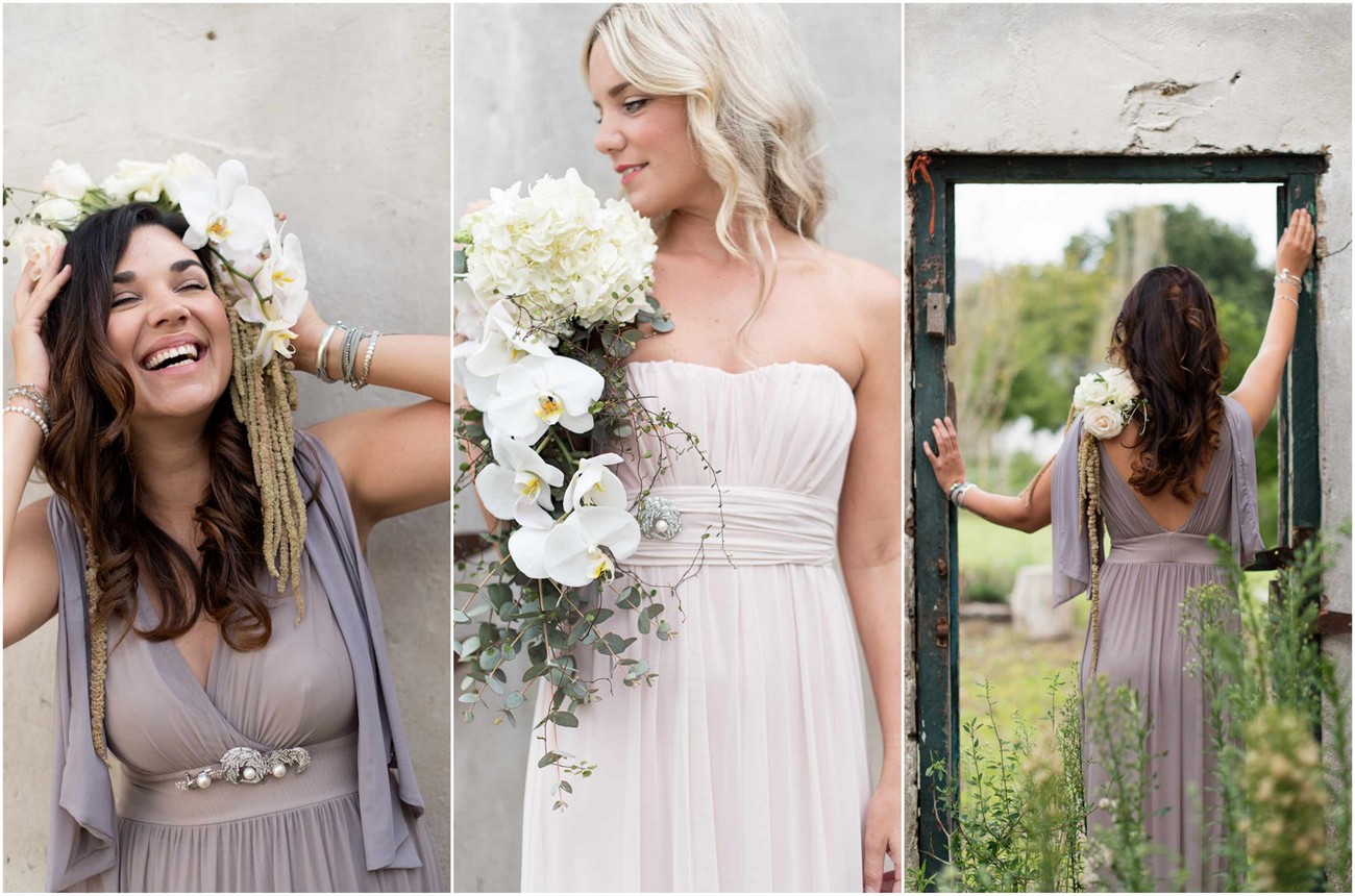 neutral boho bridesmaid dresses