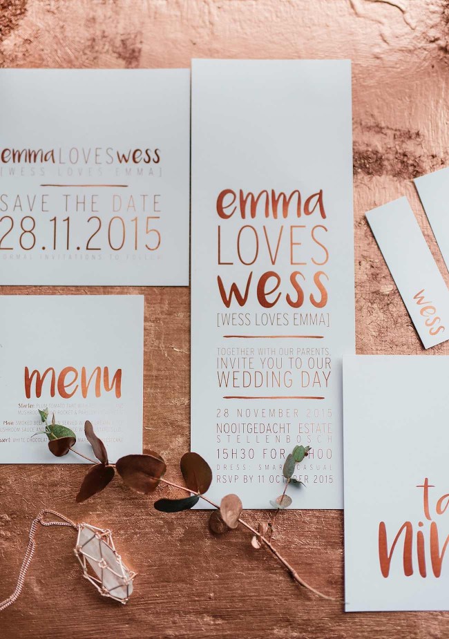 Romantic Copper Metallic & Blush Wedding Ideas