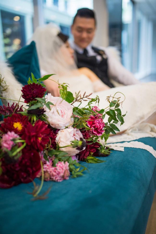 Cranberry + Navy Atrium Rooftop Wedding 13