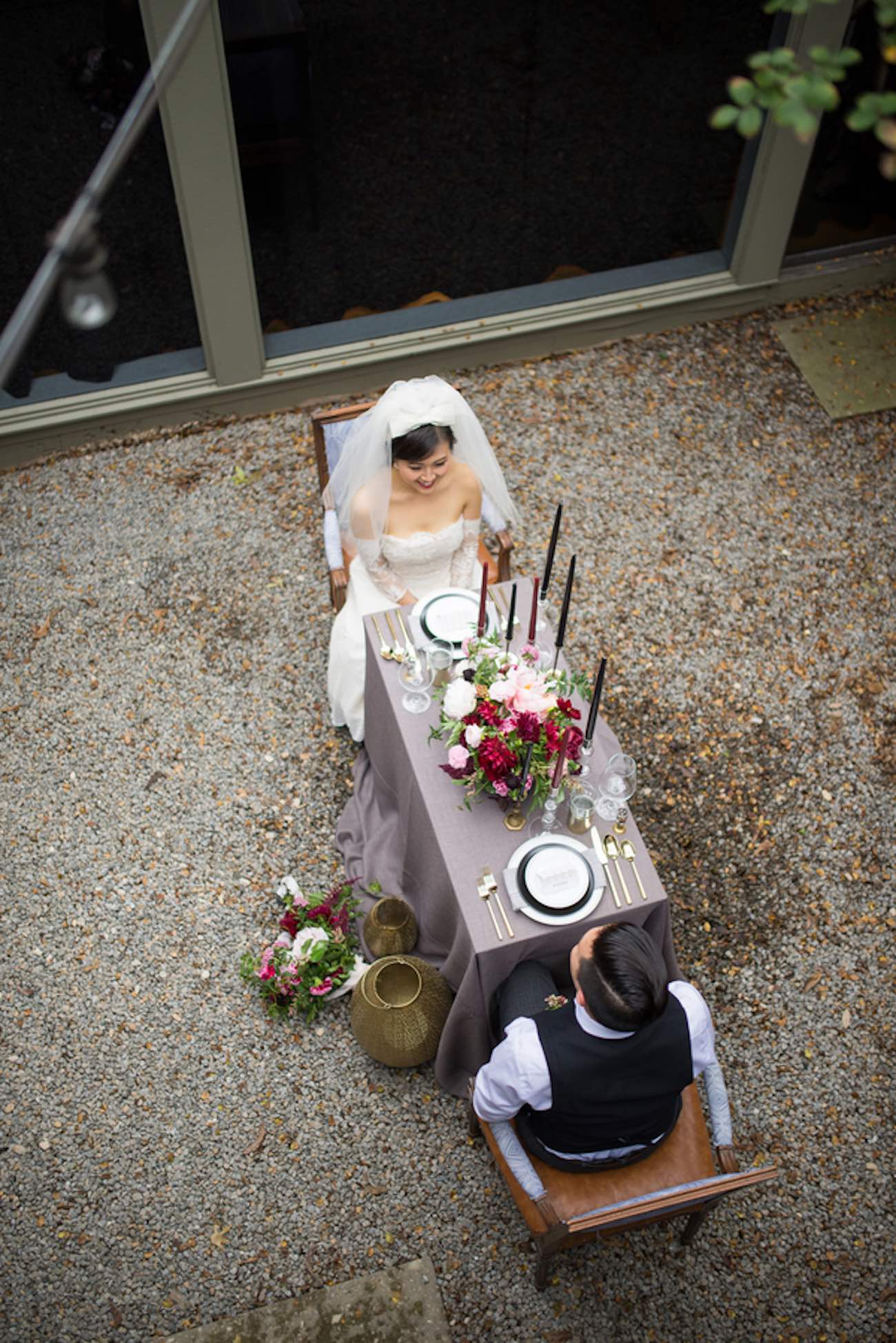 Cranberry + Navy Atrium Rooftop Wedding 18