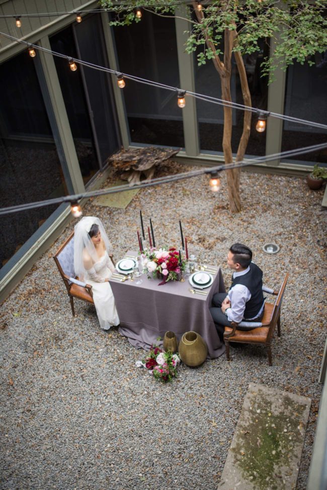 Cranberry + Navy Atrium Rooftop Wedding 20