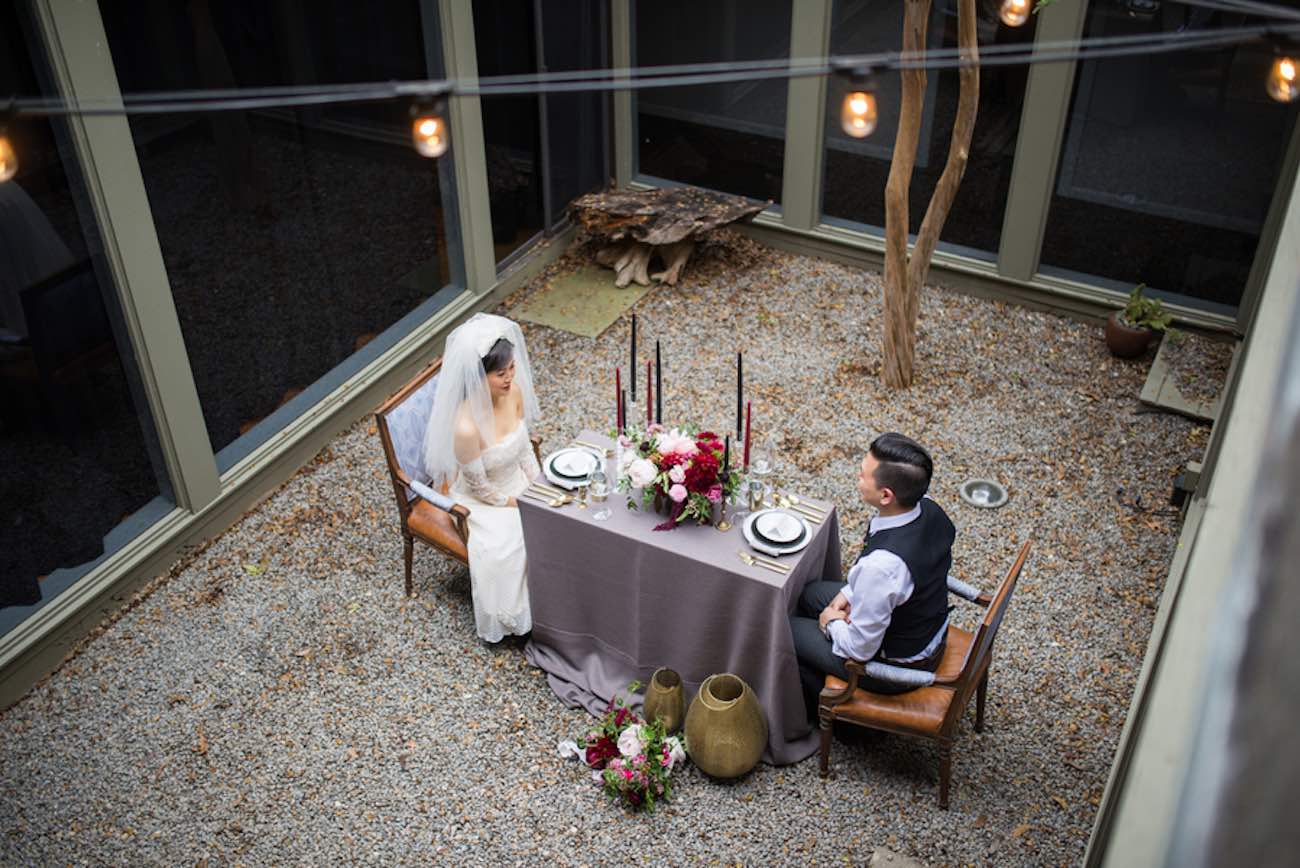 Cranberry + Navy Atrium Rooftop Wedding 21